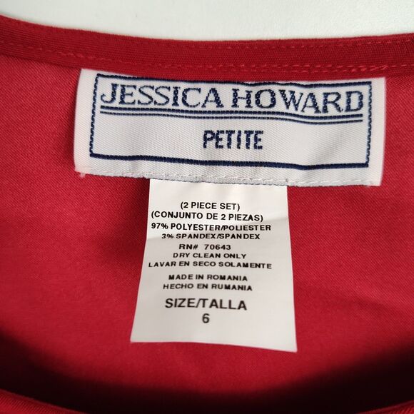 VTG Jessica Howard Suit Dress & Jacket Women's 6 Red Button-Up New Old Stock - Picture 7 of 16